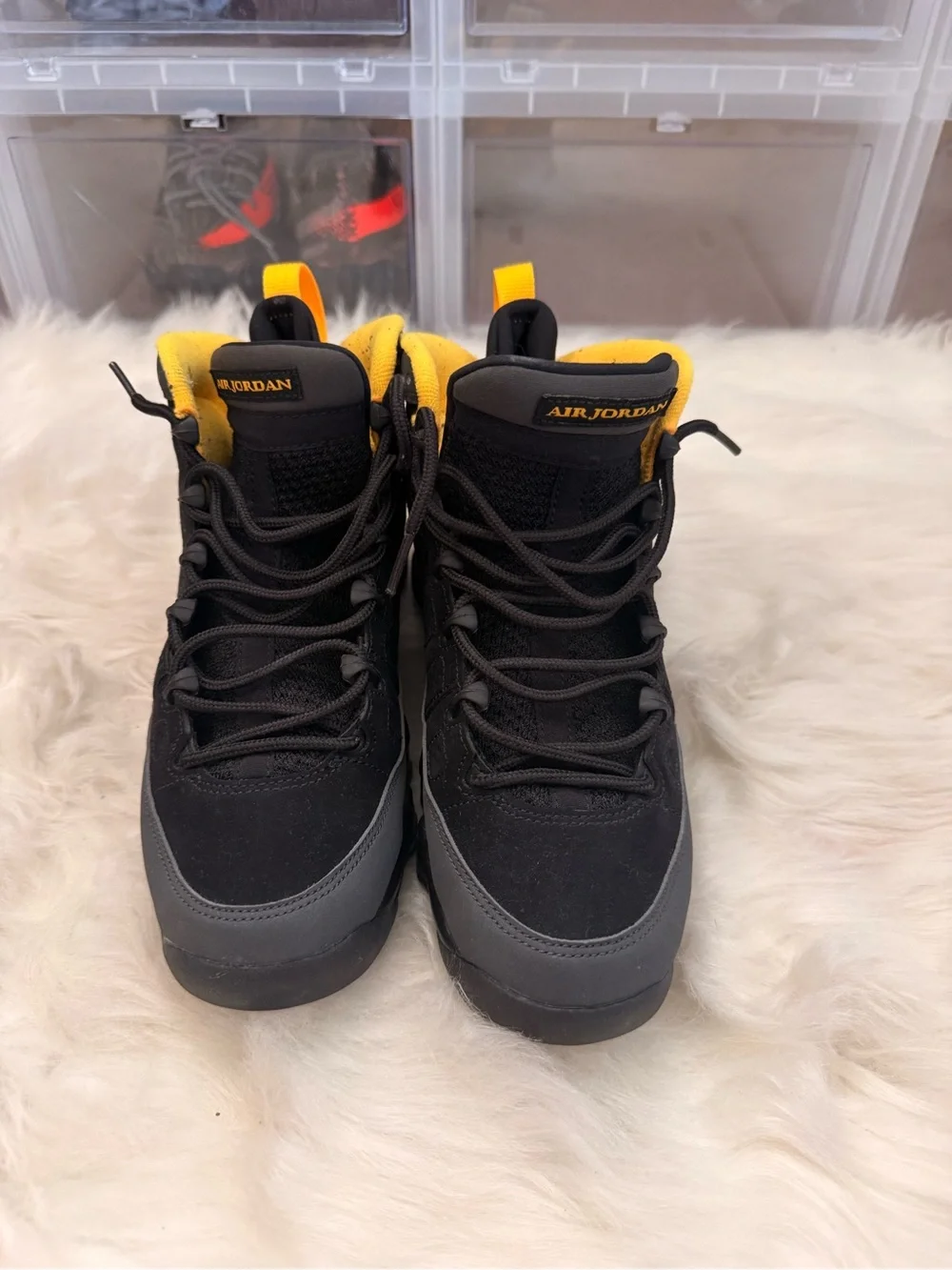 Jordan 9 Black and Yellow Sneakers